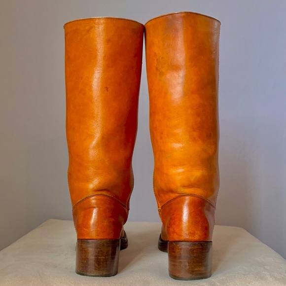 SOLD FRYE Campus Boots True Vintage Black Label Sunrise Cognac Tall Western 7 - Picture 4 of 8